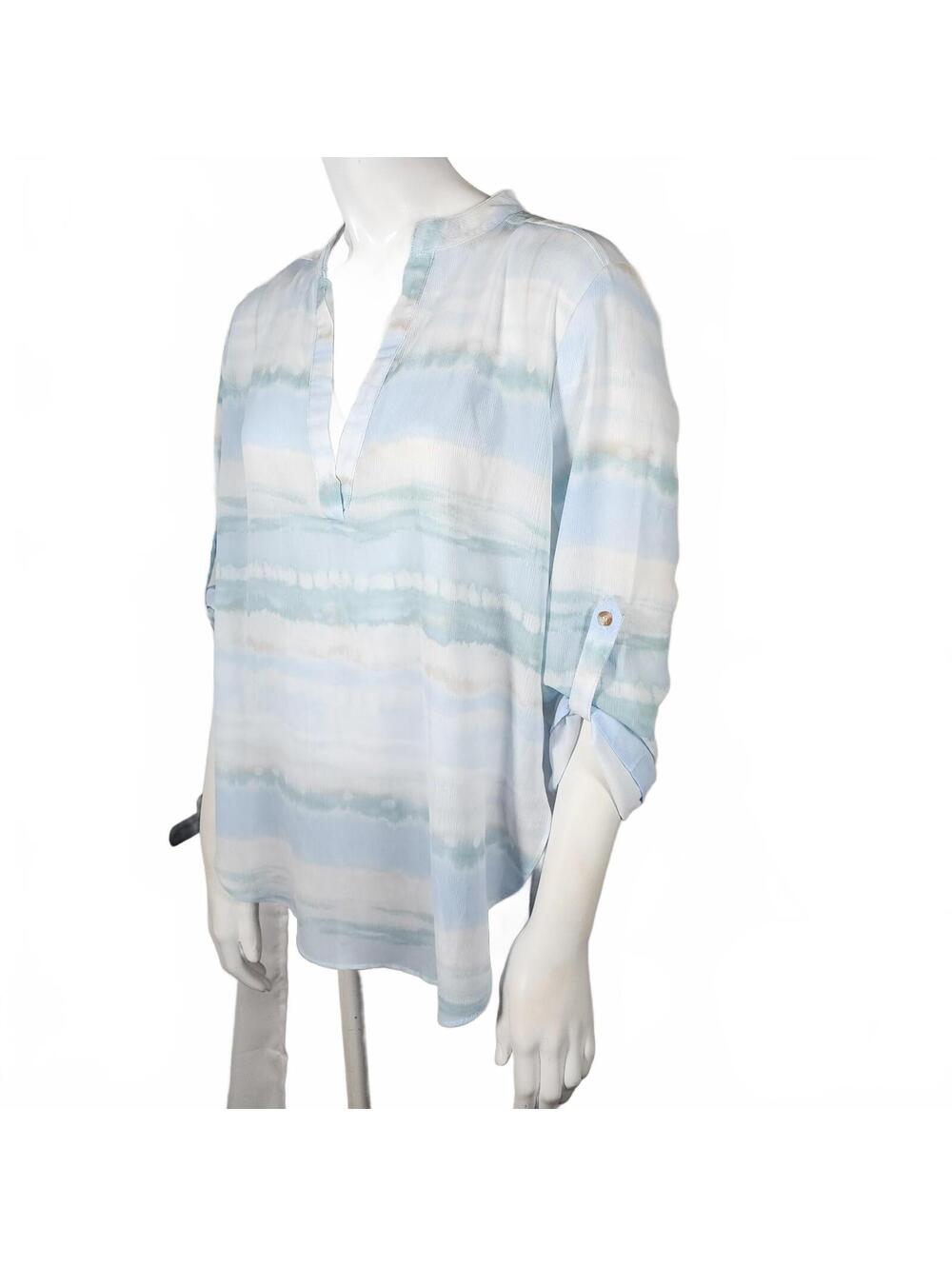 Cloth & Portrait Light Blue and White Striped Blouse (S) - Picture 3 of 6